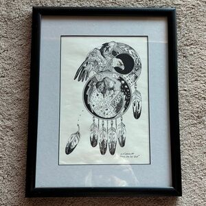 1989 NORMAN LANSING-MORNING STAR-EAGLE SHIELD-PEN DRAWING -BUFFALO